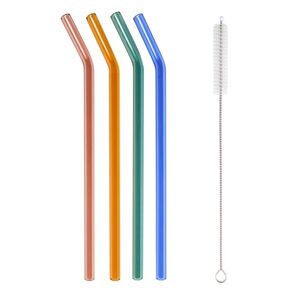 NWT - Khen - Glass Straws Set of 4 w/ Straw Cleaner